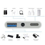 3 in 1 USB-C / Type-C 수컷 to Type-C + USB + 3.5mm 암컷 OTG 어댑터, 3 in 1 OTG 어댑터
