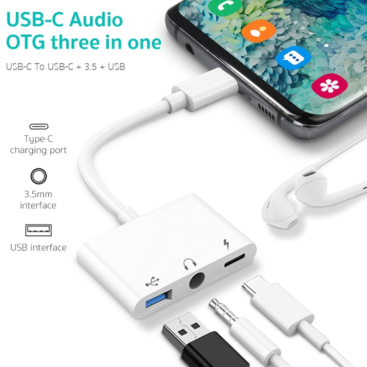 3 in 1 USB-C / Type-C 수컷 to Type-C + USB + 3.5mm 암컷 OTG 어댑터, 3 in 1 OTG 어댑터