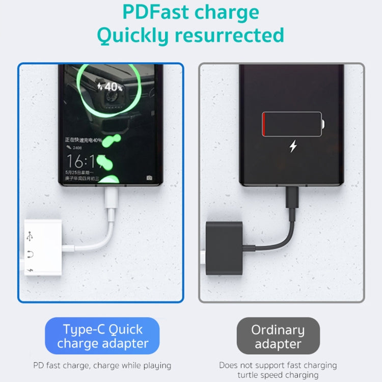 3 in 1 USB-C / Type-C 수컷 to Type-C + USB + 3.5mm 암컷 OTG 어댑터, 3 in 1 OTG 어댑터