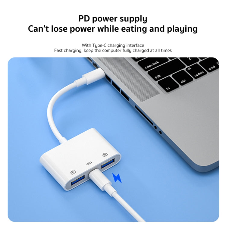 S-202 3 in 1 USB-C / Type-C 수컷 to Type-C + 2 x USB 암컷 카메라 어댑터, S-202
