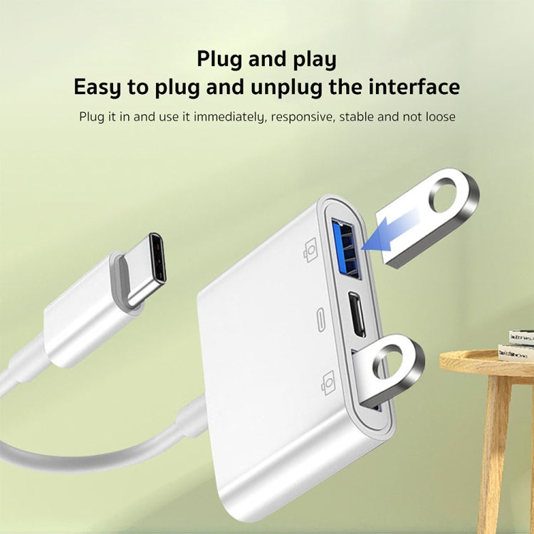 S-202 3 in 1 USB-C / Type-C 수컷 to Type-C + 2 x USB 암컷 카메라 어댑터, S-202