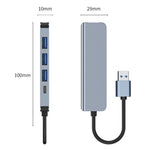 5-in-1 USB to USB3.0+USB2.0x3+USB-C / 타입-C 허브 어댑터, 케이블 길이: 10cm, BYL-2301U