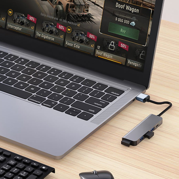 5-in-1 USB to USB3.0+USB2.0x3+USB-C / 타입-C 허브 어댑터, 케이블 길이: 10cm, BYL-2301U