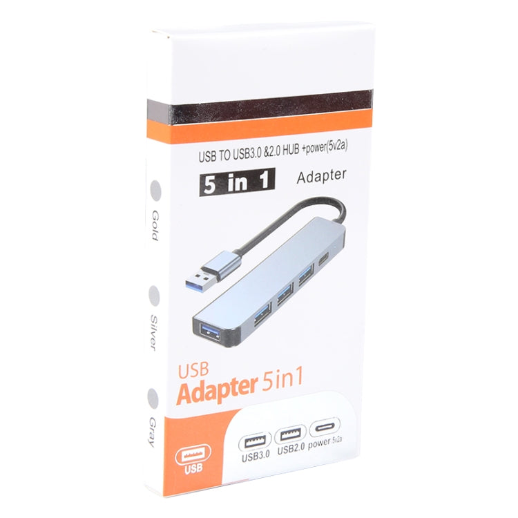 5-in-1 USB to USB3.0+USB2.0x3+USB-C / 타입-C 허브 어댑터, 케이블 길이: 10cm, BYL-2301U