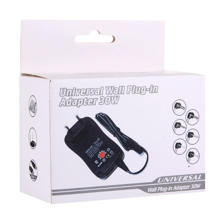 EU 플러그 범용 30W 전원 벽면 플러그인 어댑터 5V 2.1A USB 포트 포함, 팁: 6개, 케이블 길이: 약 1.2m, EU 플러그