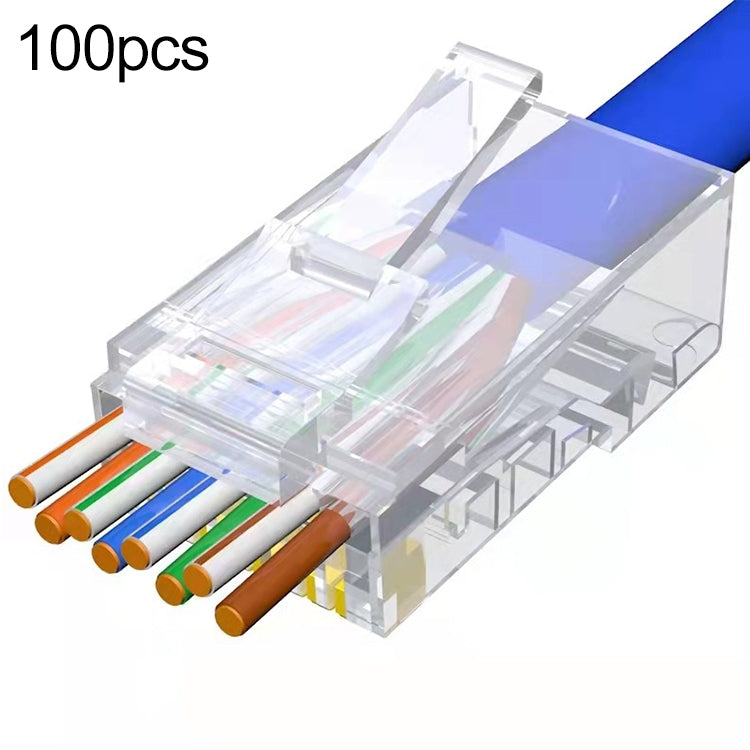 100개/팩 Cat5e RJ45 커넥터 쉴드 없는 패스 스루 모듈러 플러그, 골드: 3u, Cat5e 쉴드 없는 패스 스루