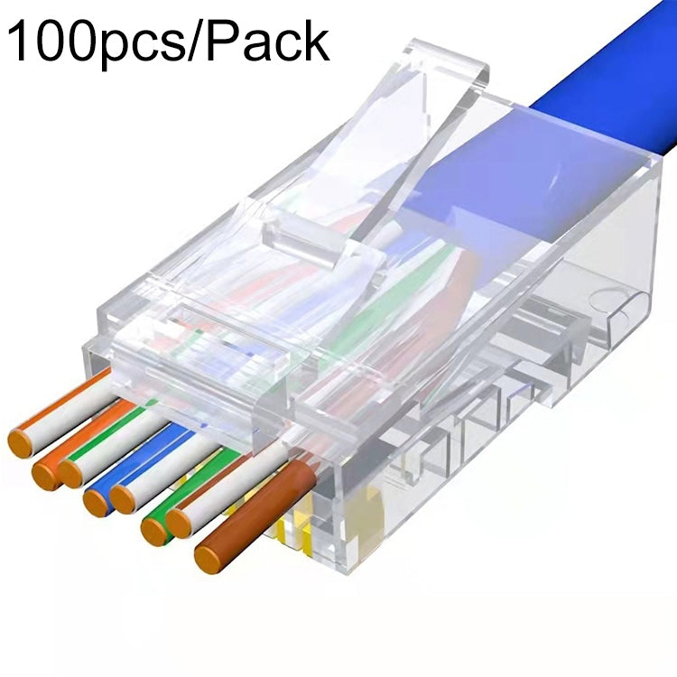 100개/팩 Cat6e 쉴드 없는 패스 스루 RJ45 커넥터 모듈러 플러그, Cat6e 쉴드 없는 패스 스루