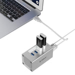 ORICO A3H4 알루미늄 고속 4포트 USB 3.0 허브, 12V/2.5A 전원 공급, 노트북용, 4포트 (실버)
