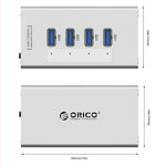 ORICO A3H4 알루미늄 고속 4포트 USB 3.0 허브, 12V/2.5A 전원 공급, 노트북용, 4포트 (실버)
