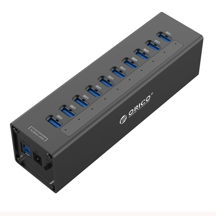ORICO A3H10 알루미늄 고속 10포트 USB 3.0 허브 전원 어댑터 포함 노트북용, 10포트 (실버), 10포트 (블랙)