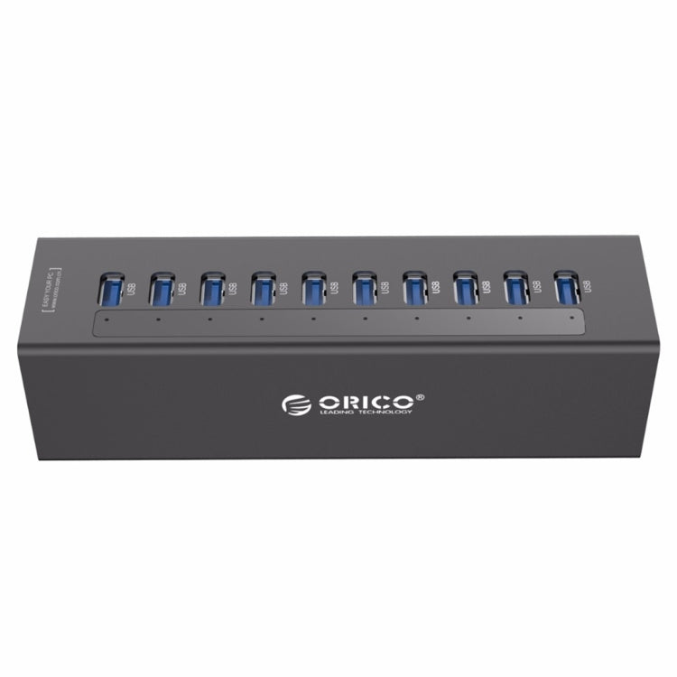 ORICO A3H10 알루미늄 고속 10포트 USB 3.0 허브 전원 어댑터 포함 노트북용, 10포트 (실버), 10포트 (블랙)