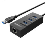 ORICO HR01-U3 ABS 3포트 USB3.0 허브 스플리터 외장 RJ45 기가비트 이더넷 네트워크 카드 5Gbps 노트북/데스크탑/울트라북용