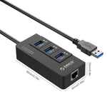 ORICO HR01-U3 ABS 3포트 USB3.0 허브 스플리터 외장 RJ45 기가비트 이더넷 네트워크 카드 5Gbps 노트북/데스크탑/울트라북용