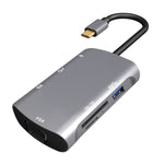V217E 7-in-1 타입 C / USB-C to PD + HDMI + VGA + USB3.0 + UB2.0 + SD / TF 다기능 타입-C / USB-C 허브 도킹 스테이션, PD+HDMI+VGA+USB3.0+UB2.0+SD / TF