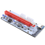 PCE164P-N06 VER008S USB 3.0 PCI-E 익스프레스 1x to 16x PCI-E 익스텐더 라이저 카드 어댑터 15핀 SATA 전원 6핀 + 4핀 전원 공급 포트, 60cm USB 케이블 포함, VER008S 레드