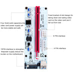 PCE164P-N06 VER008S USB 3.0 PCI-E 익스프레스 1x to 16x PCI-E 익스텐더 라이저 카드 어댑터 15핀 SATA 전원 6핀 + 4핀 전원 공급 포트, 60cm USB 케이블 포함, VER008S 레드