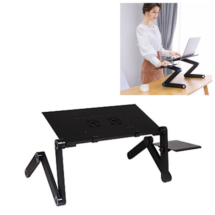 노트북 / 노트북용 더블 CPU 팬 및 마우스 패드 포함 휴대용 360도 조절 접이식 알루미늄 합금 데스크 스탠드, 데스크 크기: 420mm x 260mm, 420 x 260mm