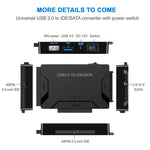 USB 3.0 to SATA / IDE 하드 디스크 드라이브 변환 어댑터 케이블 2.5인치 / 3.5인치 SATA IDE HDD용, 케이블 길이: 1m, US160