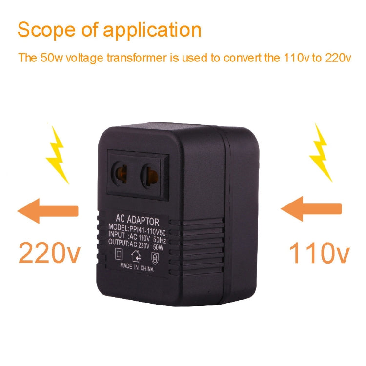 110V에서 220V 50W AC 전원 소켓 어댑터, EU/US 플러그에서 US 플러그, 110V에서 220V 50W