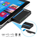 ROCKETEK RT-SGO727 USB 3.0 + USB 2.0 + 마이크로 USB 인터페이스 허브 Microsoft Surface Go용, 2 TF 카드 및 SD 카드 슬롯 포함, RT-SGO727