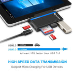 ROCKETEK RT-SGO737 2 USB 3.0 + 마이크로 USB 인터페이스 허브, 마이크로소프트 서피스 고용, 2 TF 카드 및 SD 카드 슬롯 포함, RT-SGO737