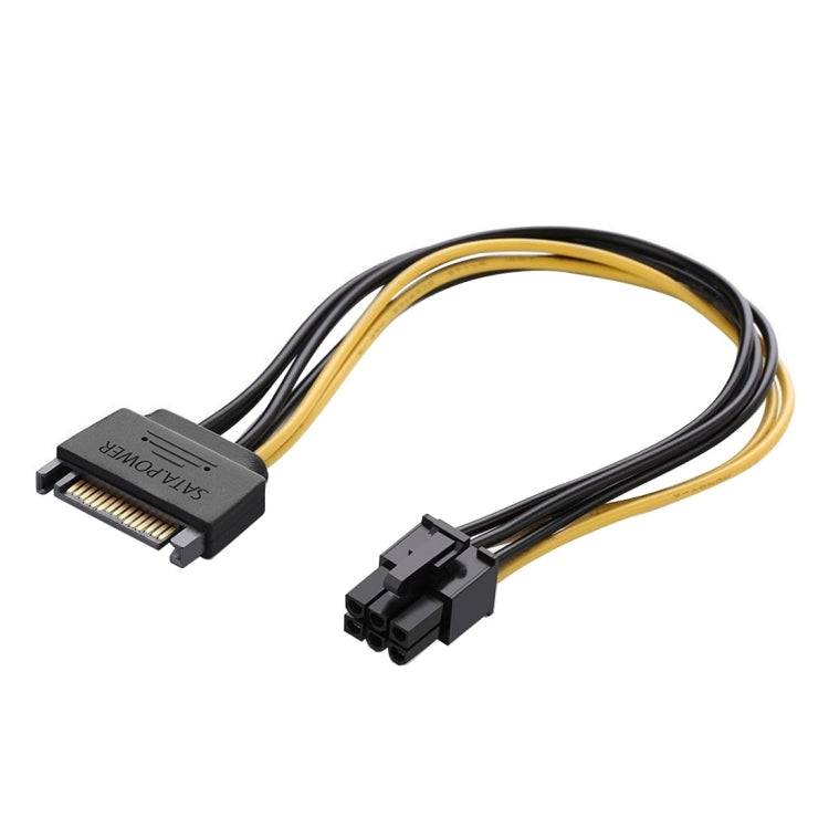 20cm SATA 15핀에서 6핀 PCI 익스프레스 그래픽 비디오 카드 SATA 전원 케이블, SATA 15핀 암형에서 6핀 암형