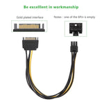 20cm SATA 15핀에서 6핀 PCI 익스프레스 그래픽 비디오 카드 SATA 전원 케이블, SATA 15핀 암형에서 6핀 암형