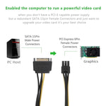20cm SATA 15핀에서 6핀 PCI 익스프레스 그래픽 비디오 카드 SATA 전원 케이블, SATA 15핀 암형에서 6핀 암형