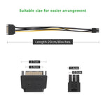 20cm SATA 15핀에서 6핀 PCI 익스프레스 그래픽 비디오 카드 SATA 전원 케이블, SATA 15핀 암형에서 6핀 암형