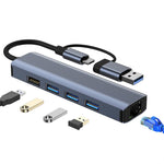 BYL-2208TU 5-in-2 USB + USB-C / 타입-C to USB 다기능 도킹 스테이션 허브 어댑터, BYL-2208