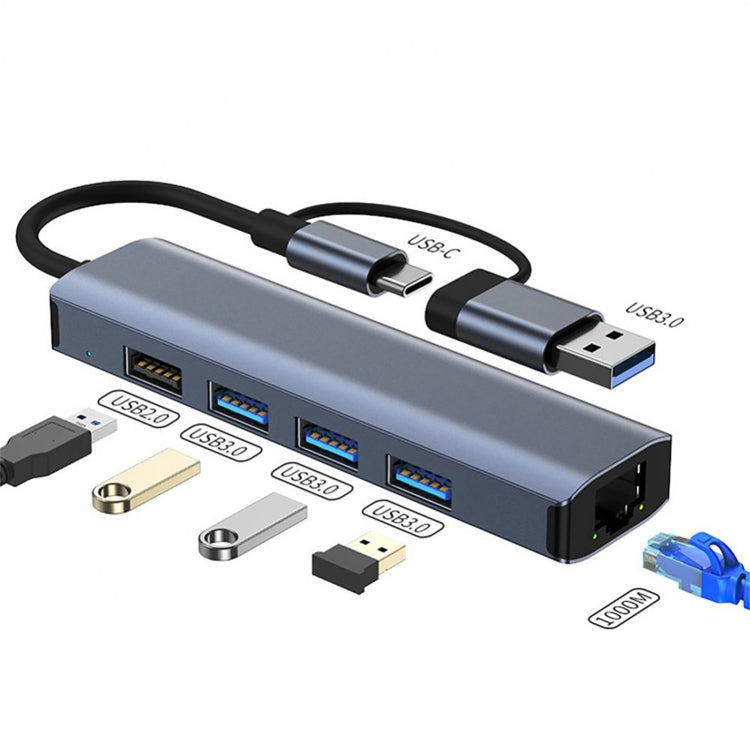 BYL-2208TU 5-in-2 USB + USB-C / 타입-C to USB 다기능 도킹 스테이션 허브 어댑터, BYL-2208