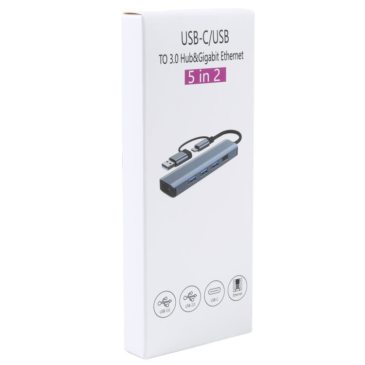 BYL-2208TU 5-in-2 USB + USB-C / 타입-C to USB 다기능 도킹 스테이션 허브 어댑터, BYL-2208