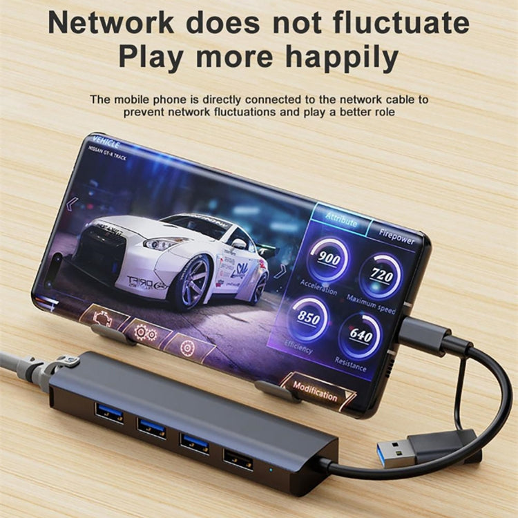 BYL-2208TU 5-in-2 USB + USB-C / 타입-C to USB 다기능 도킹 스테이션 허브 어댑터, BYL-2208