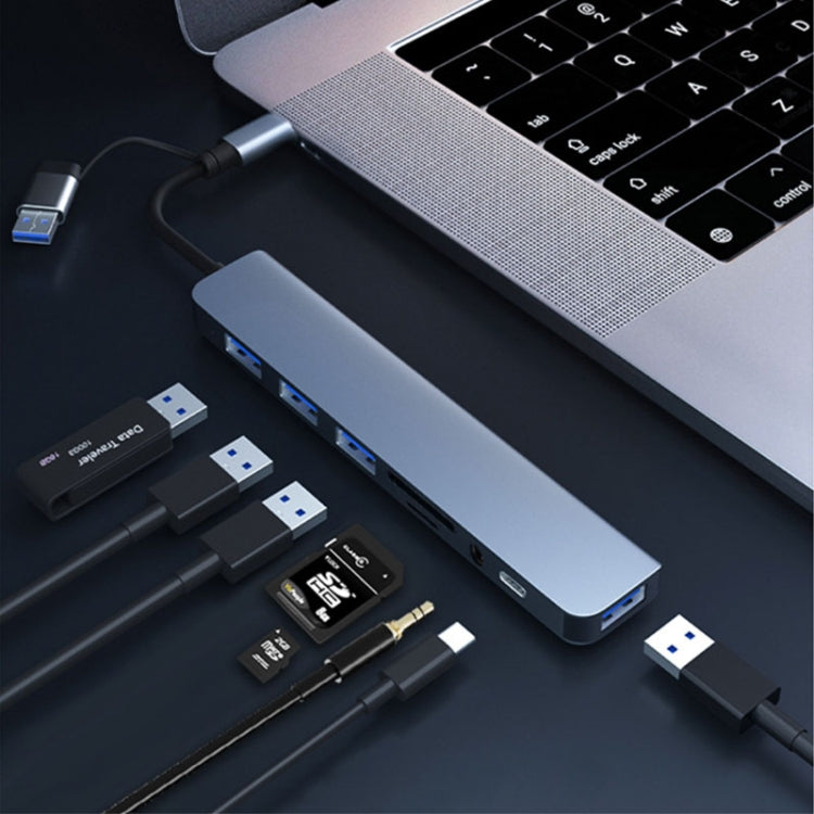 BYL-2218TU 8-in-1 USB + USB-C / 타입-C to USB 다기능 도킹 스테이션 허브 어댑터, BYL-2218TU