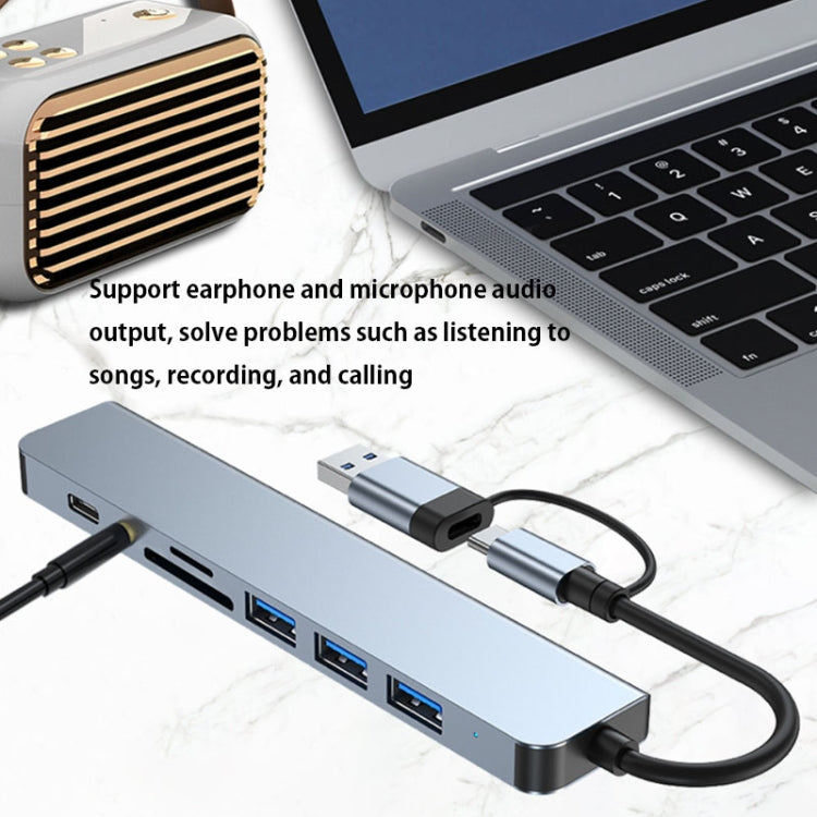BYL-2218TU 8-in-1 USB + USB-C / 타입-C to USB 다기능 도킹 스테이션 허브 어댑터, BYL-2218TU