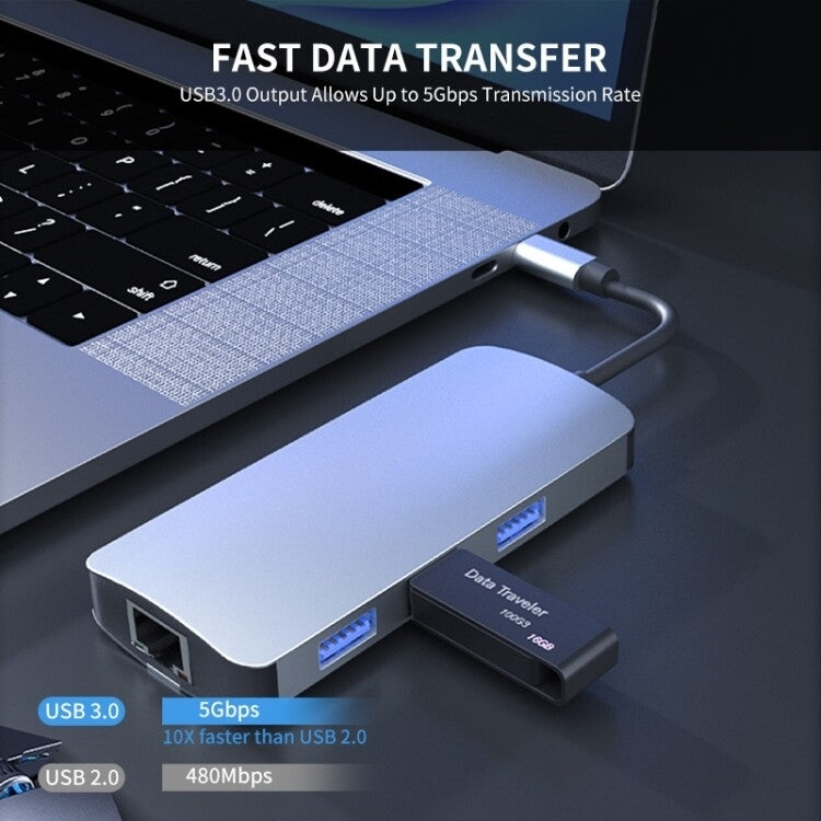 BYL-2209 6-in-1 USB-C / Type-C to USB 다기능 도킹 스테이션 허브 어댑터, BYL-2209