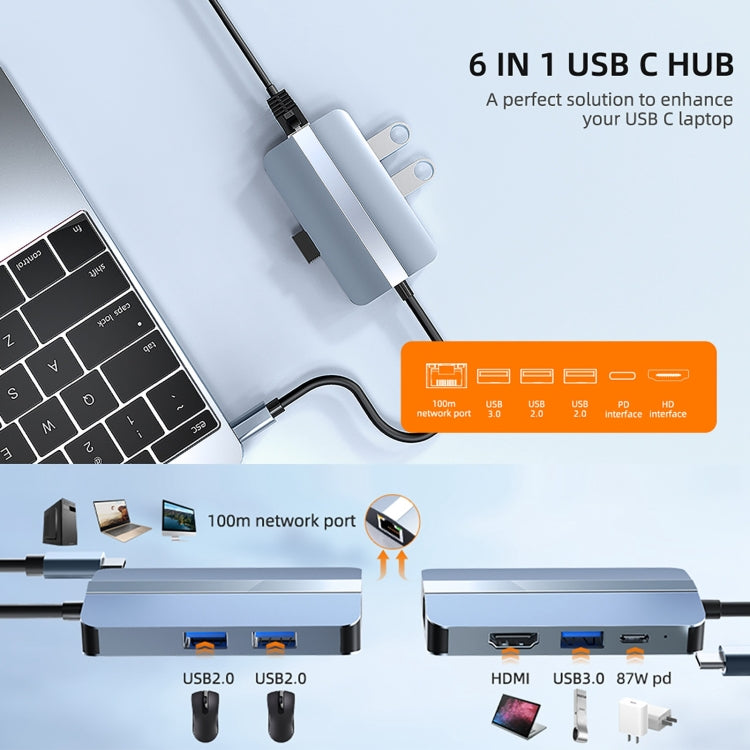BYL-2203 6-in-1 USB-C / Type-C to USB 다기능 도킹 스테이션 허브 어댑터, BYL-2203