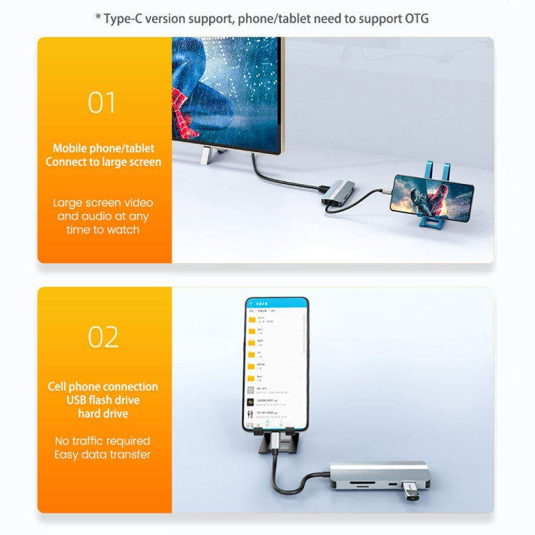 BYL-2206 9-in-1 USB-C / Type-C to USB 다기능 도킹 스테이션 허브 어댑터, BYL-2206