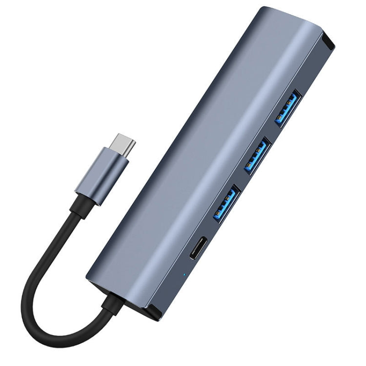 BYL-2302 5-in-1 USB-C / Type-C to USB 다기능 도킹 스테이션 허브 어댑터 1000M 네트워크 포트 포함, BYL-2302