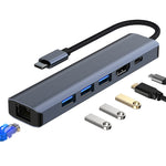 BYL-2210 6-in-1 USB-C / Type-C to USB 다기능 도킹 스테이션 허브 어댑터 1000M 네트워크 포트 포함, BYL-2210