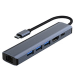 BYL-2210 6-in-1 USB-C / Type-C to USB 다기능 도킹 스테이션 허브 어댑터 1000M 네트워크 포트 포함, BYL-2210