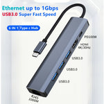 BYL-2210 6-in-1 USB-C / Type-C to USB 다기능 도킹 스테이션 허브 어댑터 1000M 네트워크 포트 포함, BYL-2210