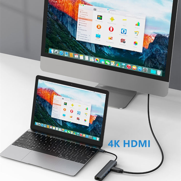 BYL-2210 6-in-1 USB-C / Type-C to USB 다기능 도킹 스테이션 허브 어댑터 1000M 네트워크 포트 포함, BYL-2210