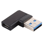 타입-C / USB-C 암컷에서 USB 3.0 수컷 90도 엘보 헤드 알루미늄 합금 어댑터, 타입-C 암컷에서 USB 3.0 수컷으로