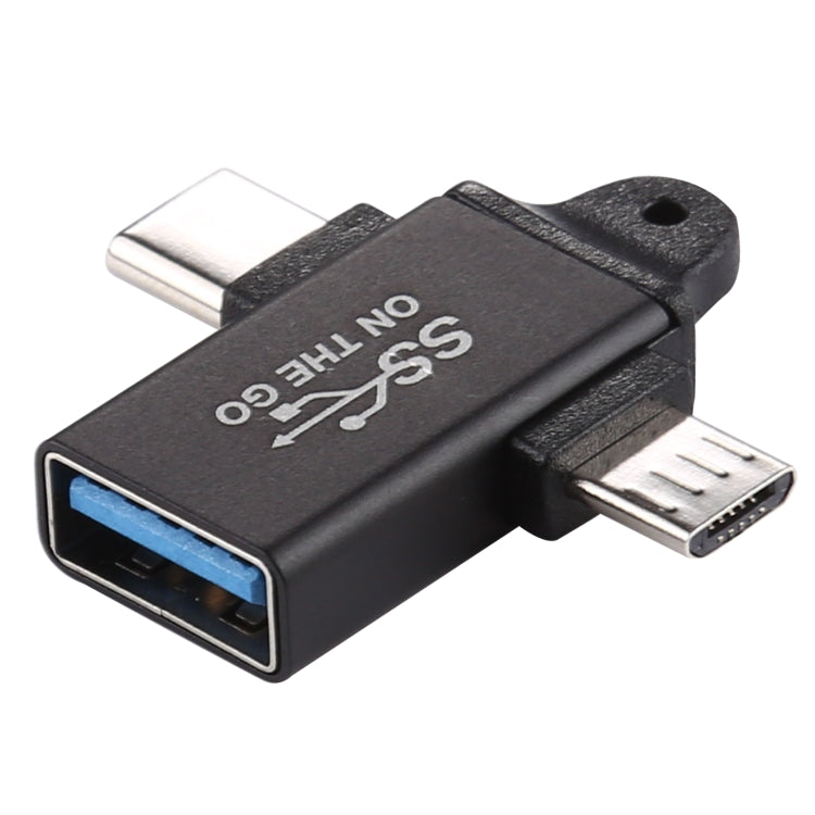 USB 3.0 암컷에서 타입-C / USB-C 수컷 + 마이크로 수컷 알루미늄 합금 어댑터, USB 3.0 암컷에서 타입-C 수컷 + 마이크로 수컷으로