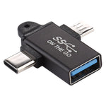 USB 3.0 암컷에서 타입-C / USB-C 수컷 + 마이크로 수컷 알루미늄 합금 어댑터, USB 3.0 암컷에서 타입-C 수컷 + 마이크로 수컷으로