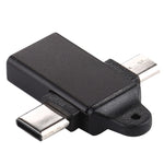 USB 3.0 암컷에서 타입-C / USB-C 수컷 + 마이크로 수컷 알루미늄 합금 어댑터, USB 3.0 암컷에서 타입-C 수컷 + 마이크로 수컷으로
