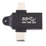 USB 3.0 암컷에서 타입-C / USB-C 수컷 + 마이크로 수컷 알루미늄 합금 어댑터, USB 3.0 암컷에서 타입-C 수컷 + 마이크로 수컷으로
