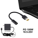 PD 100W 18.5-20V 사각 플러그 to USB-C / 타입-C 어댑터 나일론 꼬임 케이블, 레노버 노트북용