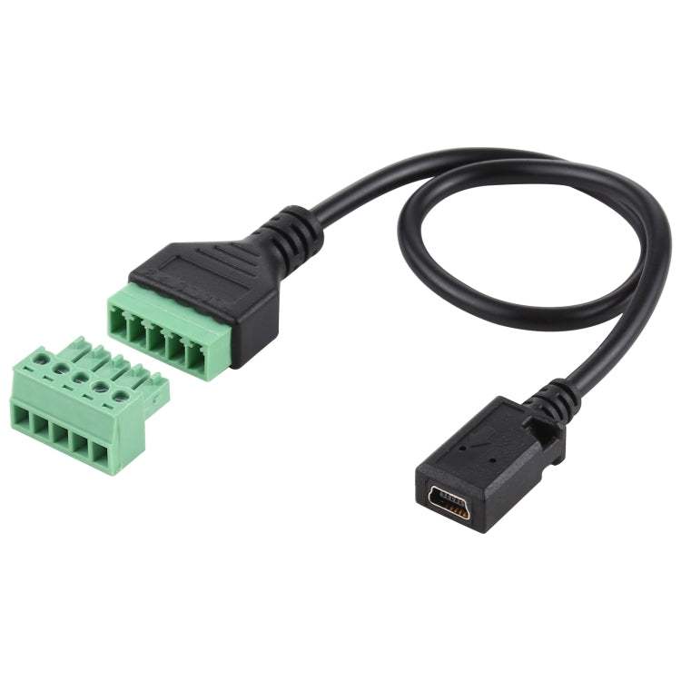 미니 5핀 암컷 to 5핀 플러그형 단자 무납땜 USB 커넥터 무납땜 연결 어댑터 케이블, 길이: 30cm, 미니 5핀 암컷